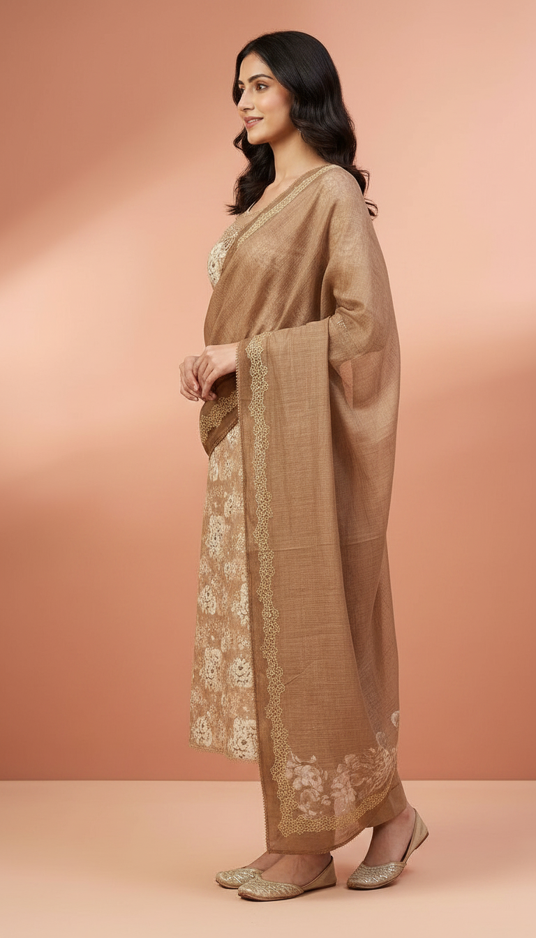 Premium Stylish Pure Khadi Cotton Unstitched Suit - G2863 - C / HC001830 view 2