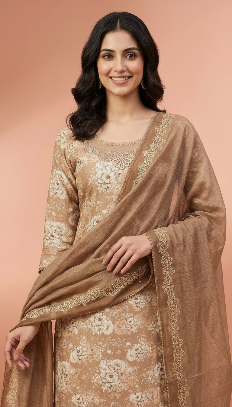 Premium Stylish Pure Khadi Cotton Unstitched Suit - G2863 - C / HC001830 view 5