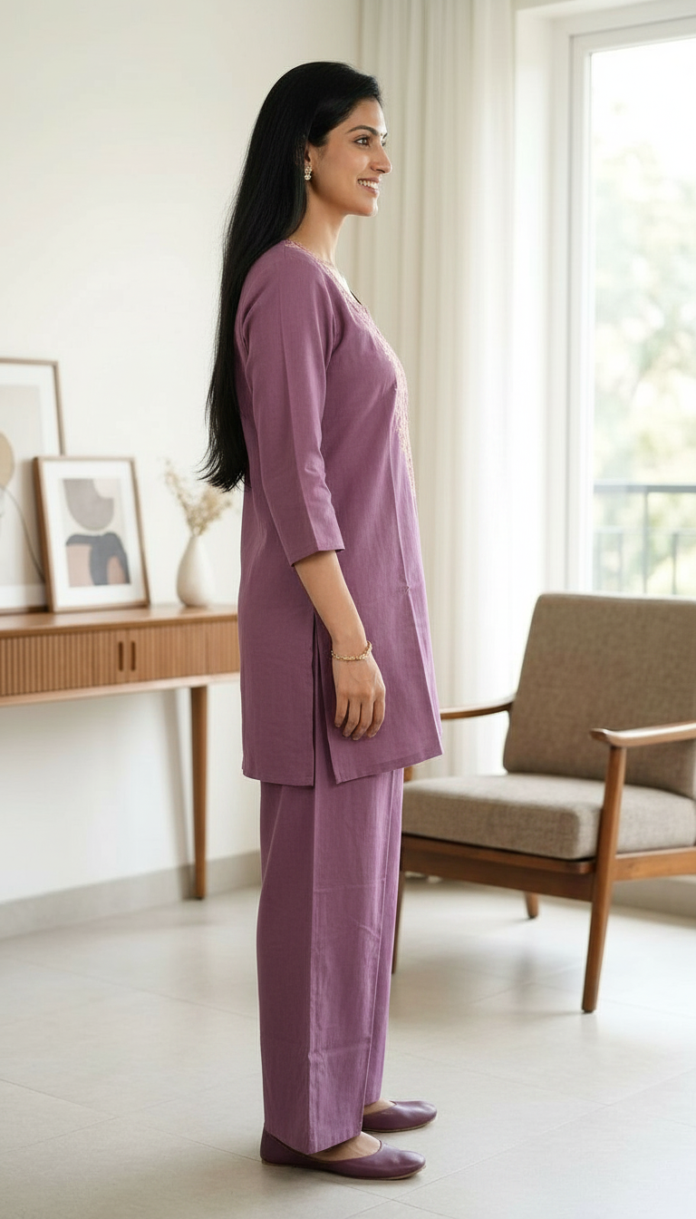 Embroidered Soft Riyon Cotton Stitched Cord Set Suit - Piyazi / HC002486 view 3
