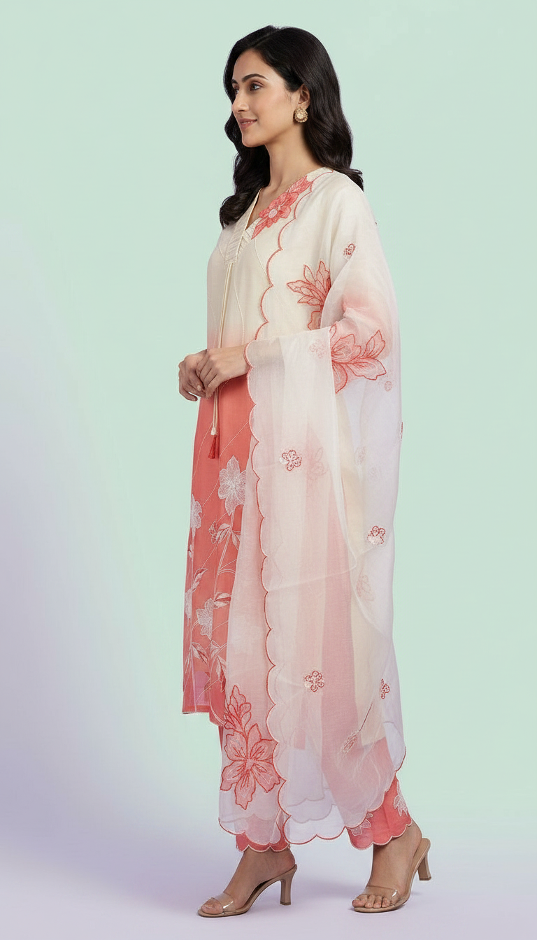 Stylish Embroidered Organza Stitched Suit - 43001 / SD00183 view 2