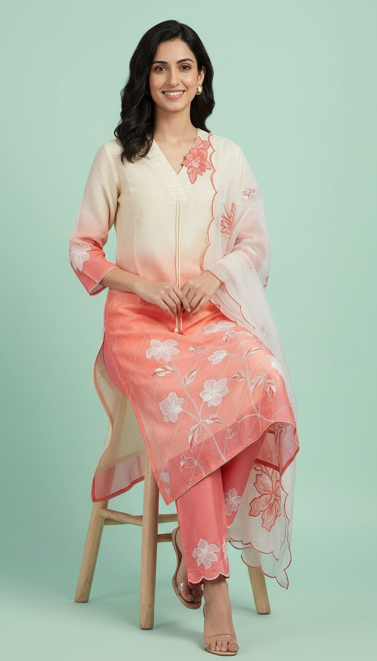 Stylish Embroidered Organza Stitched Suit - 43001 / SD00183 view 5