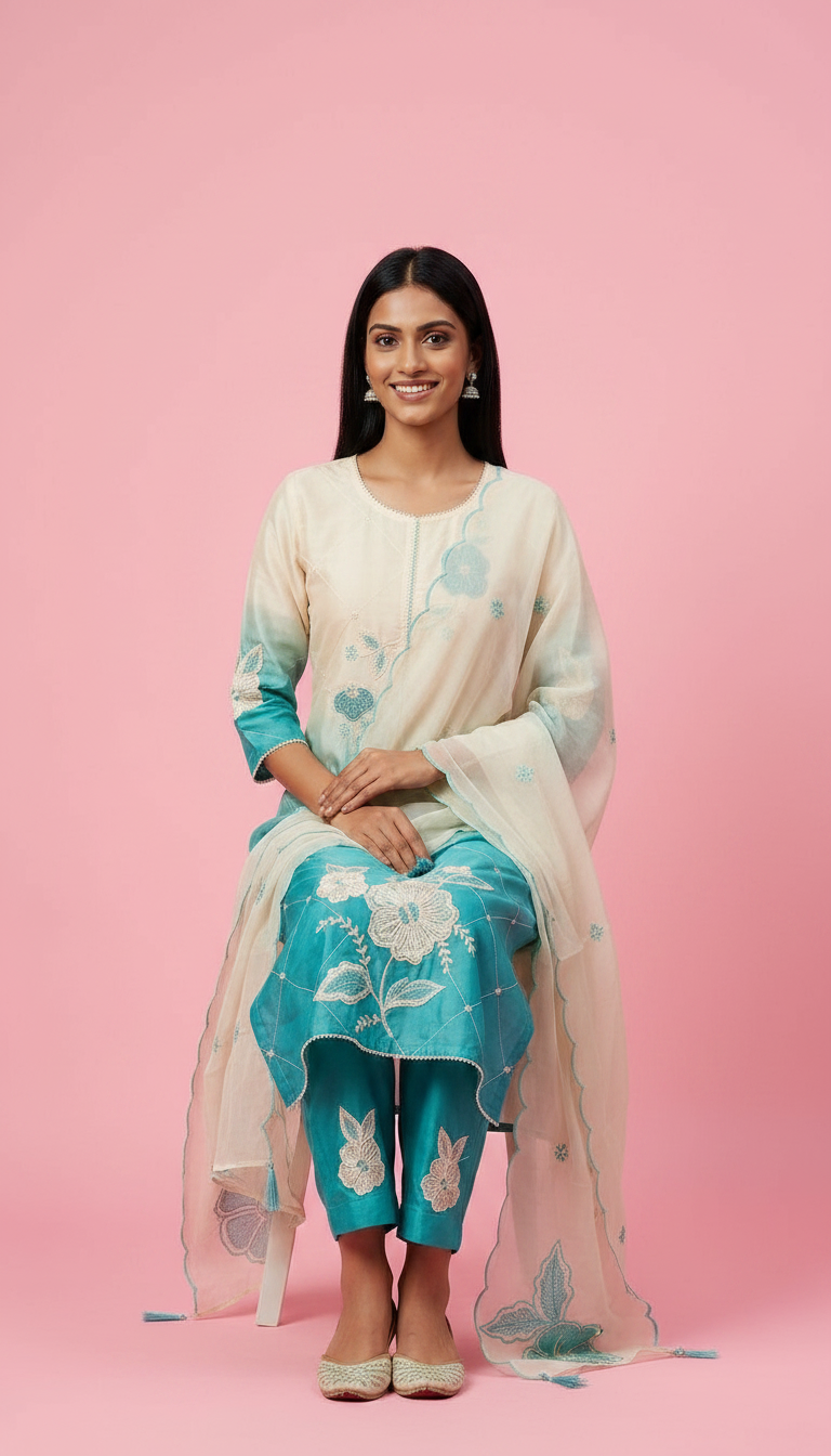 Stylish Embroidered Organza Stitched Suit 43002 / SD00183 view 4