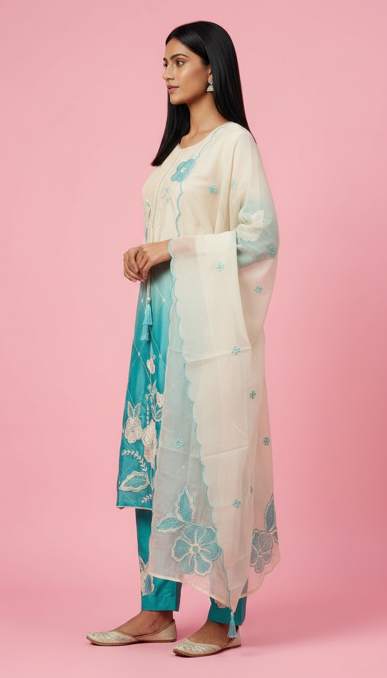 Stylish Embroidered Organza Stitched Suit 43002 / SD00183 view 2