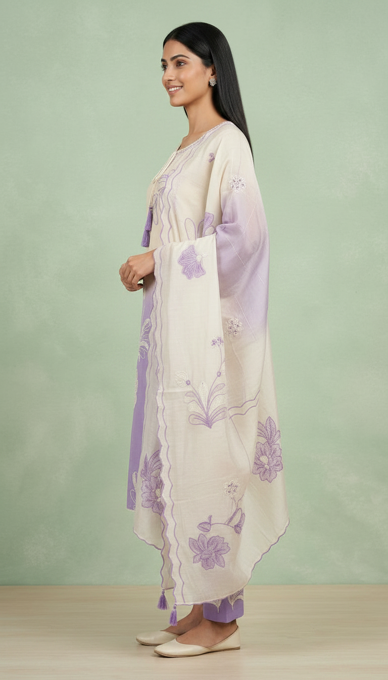 Stylish Embroidered Organza Stitched Suit 43003 / SD00183 view 3