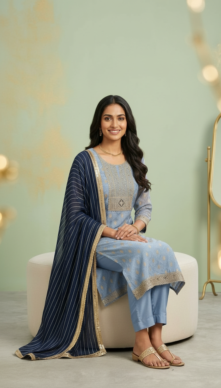 Embroidered Silk Jacquard Party Wear Unstitched Suit 2139 C / HC002207 view 5