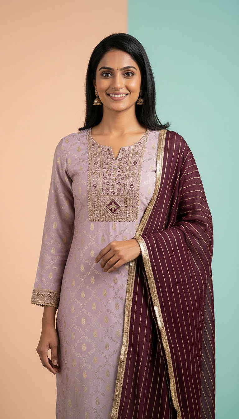 Embroidered Silk Jacquard Party Wear Unstitched Suite For 2139 D / HC002207 view 4