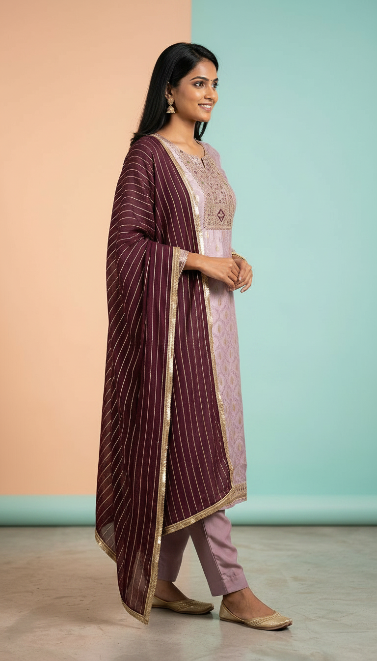 Embroidered Silk Jacquard Party Wear Unstitched Suite For 2139 D / HC002207 view 3