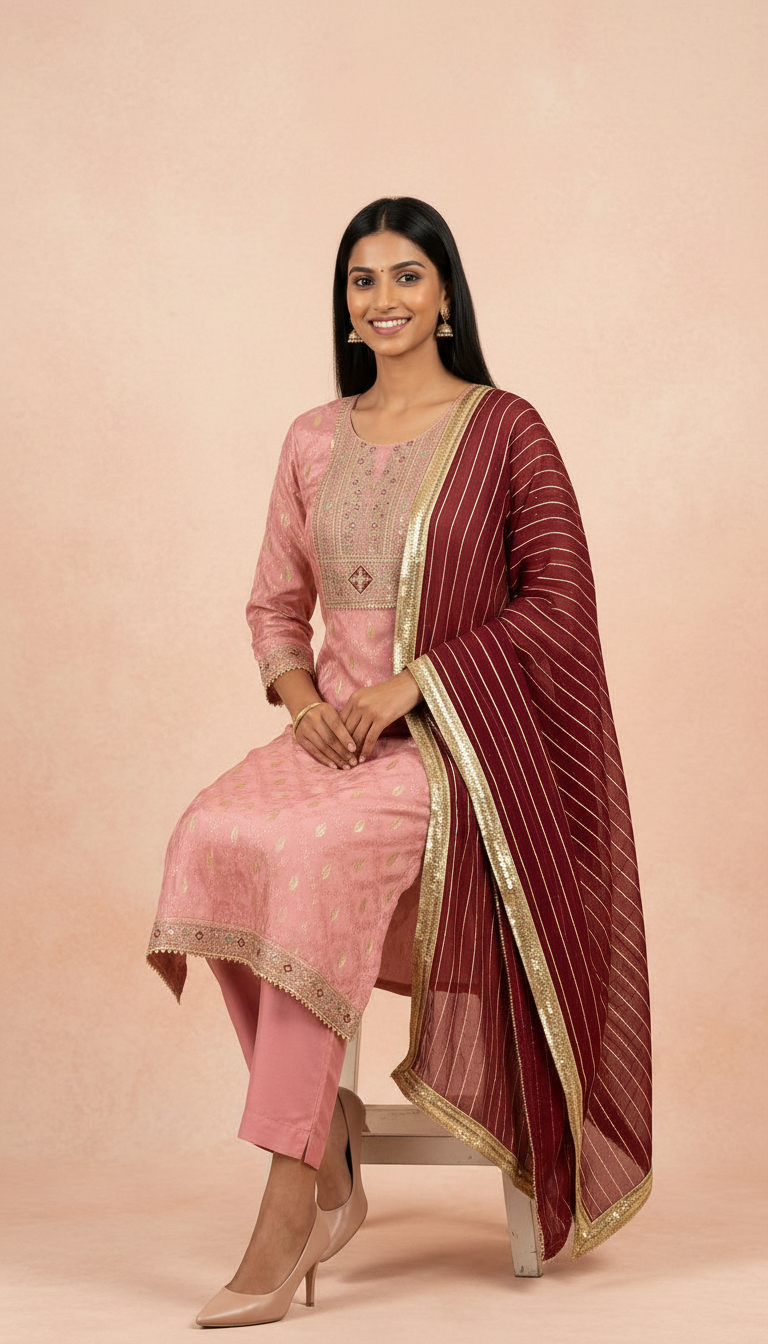 Embroidered Silk Jacquard Party Wear Unstitched Suit 2139 A / HC002207 view 5
