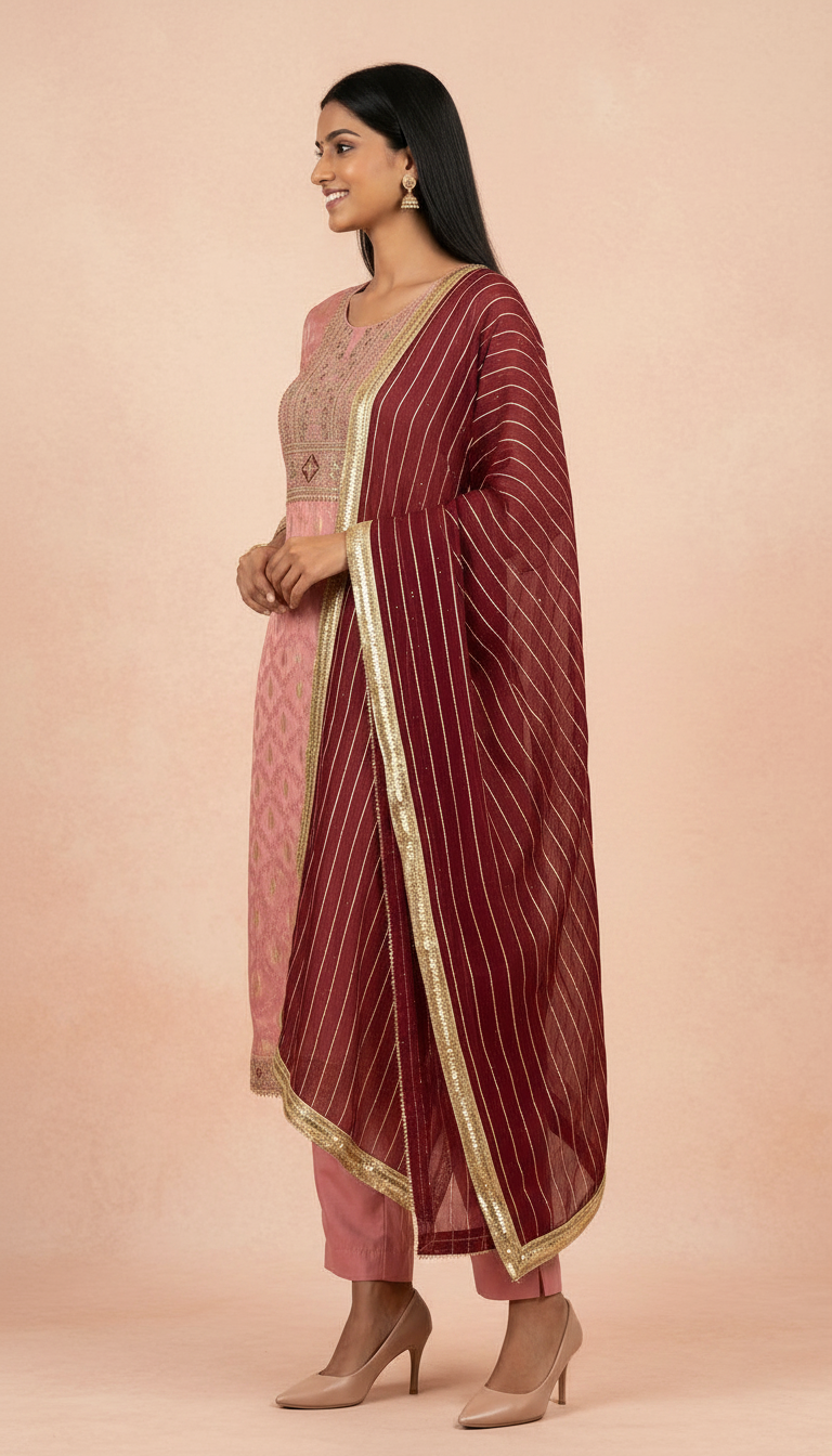 Embroidered Silk Jacquard Party Wear Unstitched Suit 2139 A / HC002207 view 2
