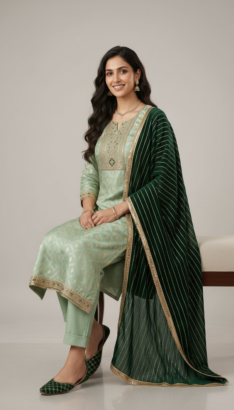 Embroidered Silk Jacquard Party Wear Unstitched Suit 2139 B / HC002207 view 5