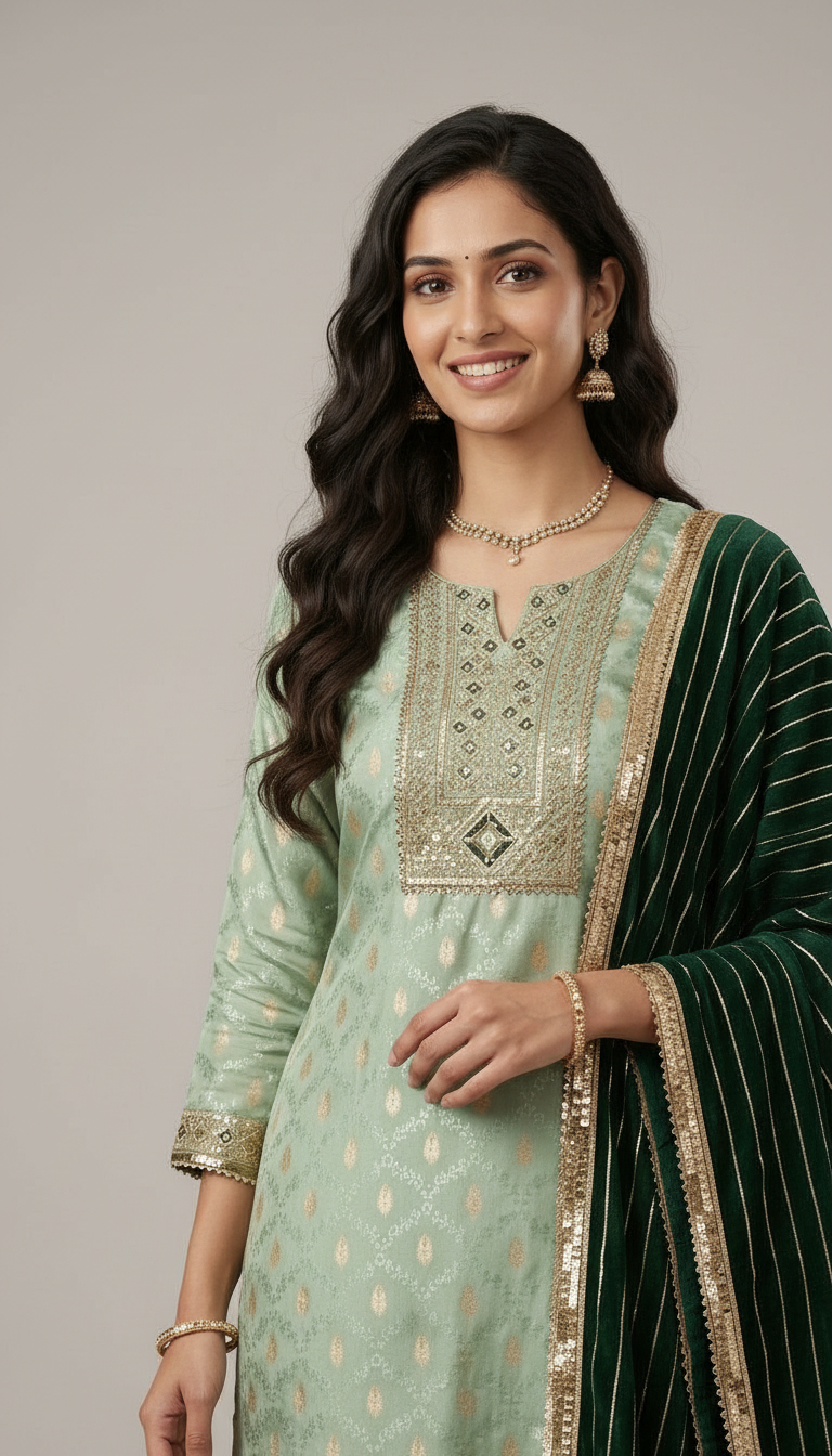 Embroidered Silk Jacquard Party Wear Unstitched Suit 2139 B / HC002207 view 4