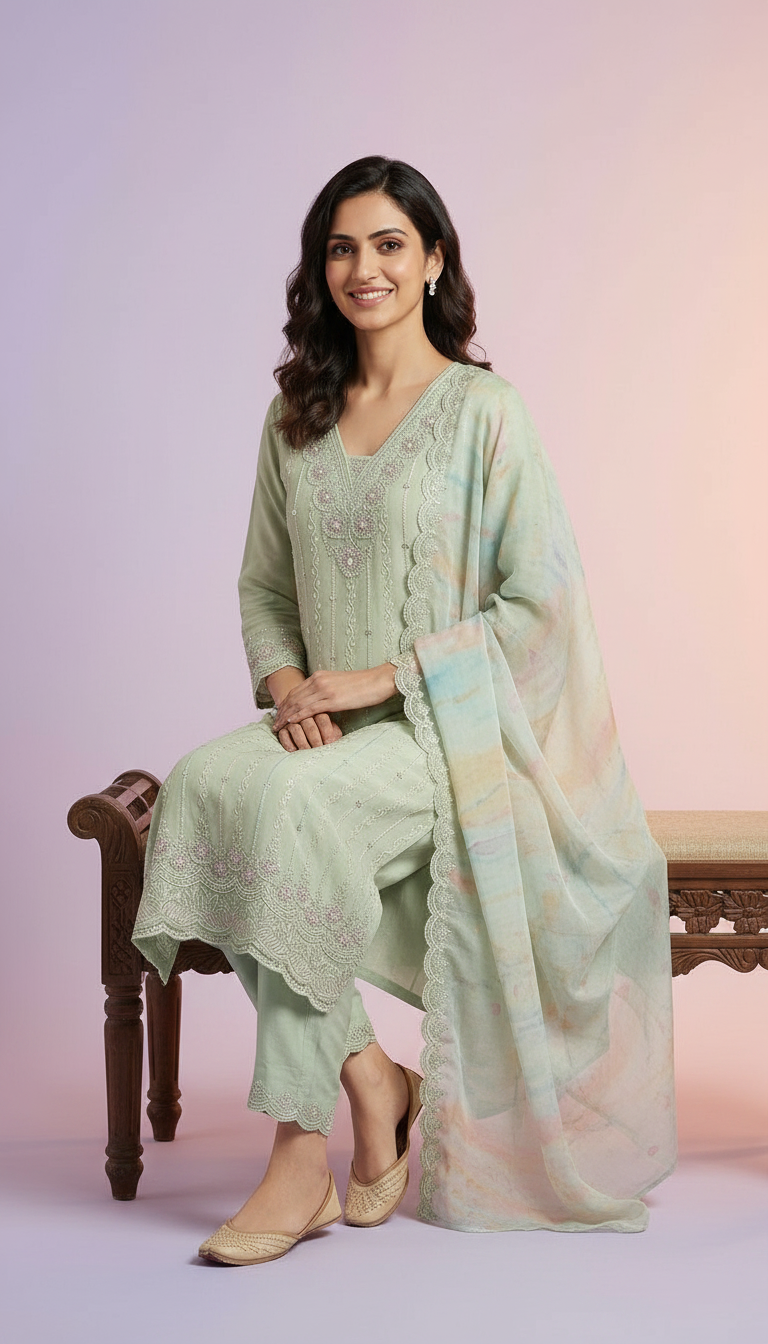 Elegant Embroidered Pure Organza Unstitched Party Wear Suit AF1873 A / HC002371 view 6