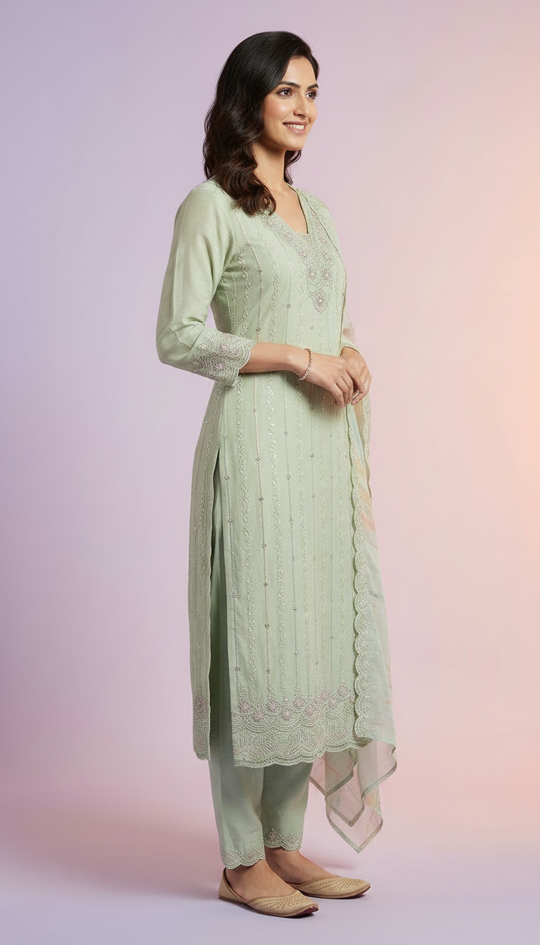 Elegant Embroidered Pure Organza Unstitched Party Wear Suit AF1873 A / HC002371 view 4
