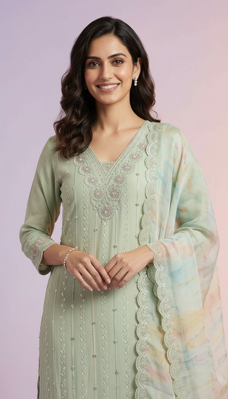 Elegant Embroidered Pure Organza Unstitched Party Wear Suit AF1873 A / HC002371 view 5