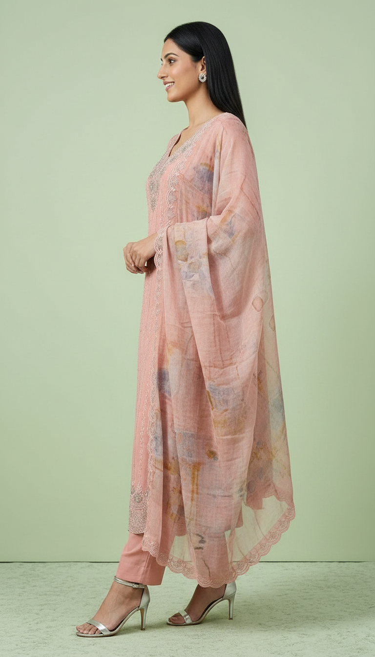 Heavy Embroidered Organza Unstitched Party Wear Suit - AF 1873 D / HC002371 view 2