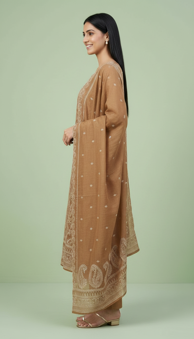 Heavy Embroidered Pure Organza Unstitched Suit - AF 1425 A  / HC002363 view 4