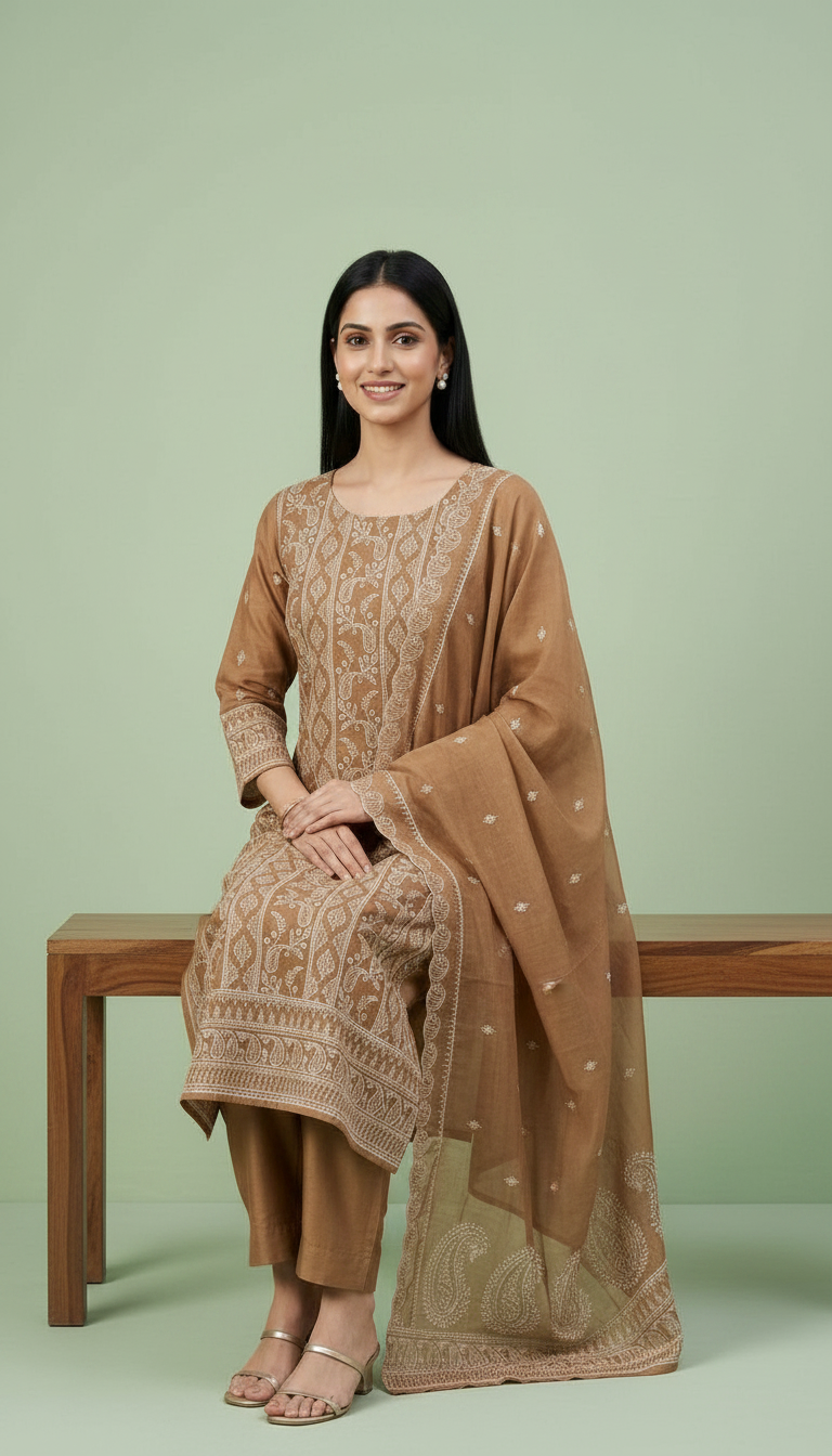 Heavy Embroidered Pure Organza Unstitched Suit - AF 1425 A  / HC002363 view 5