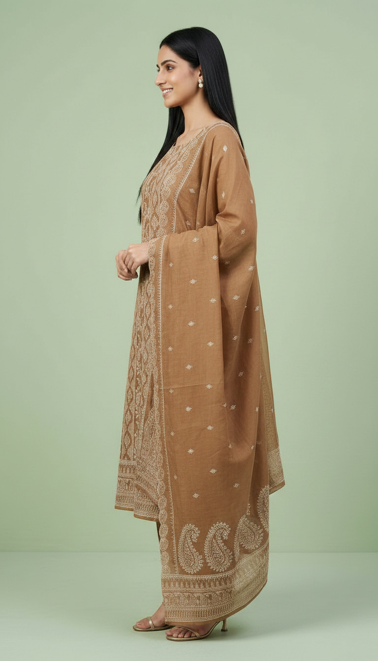 Heavy Embroidered Pure Organza Unstitched Suit - AF 1425 A  / HC002363 view 3