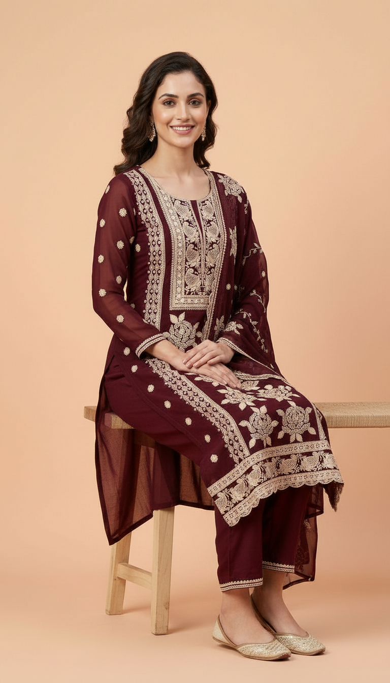 Heavy Embroidered Pure Organza With Embroidery Work Unstitched Suit - WF 1610 B / HC002364 view 5
