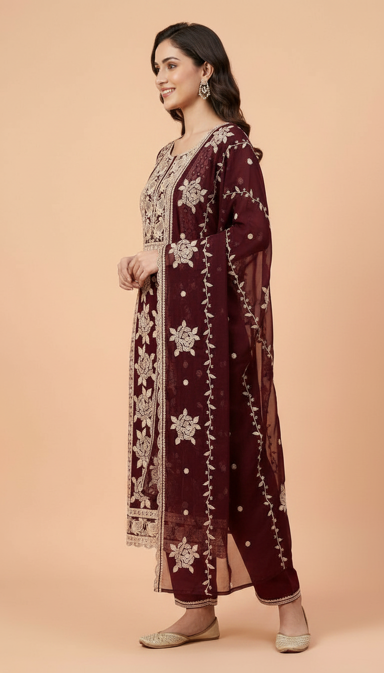 Heavy Embroidered Pure Organza With Embroidery Work Unstitched Suit - WF 1610 B / HC002364 view 2