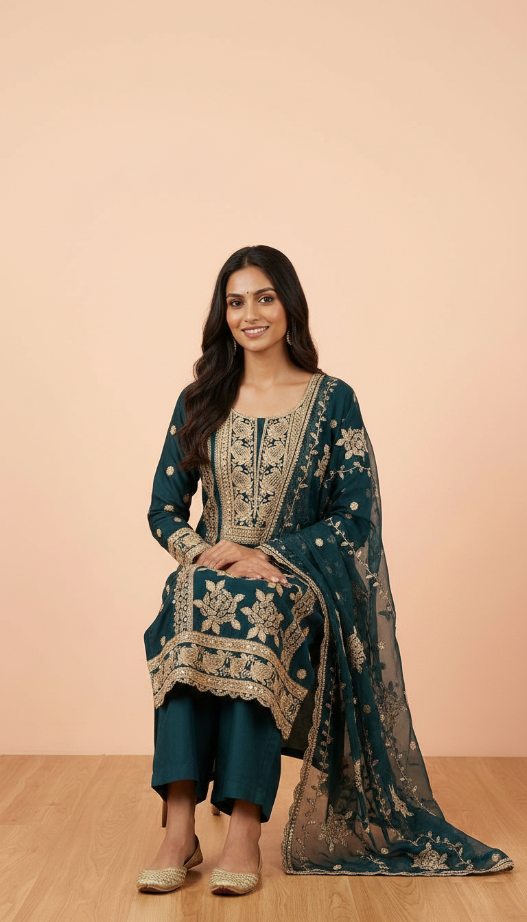 Heavy Embroidered Pure Organza With Embroidered Unstitched Party Wear Suit AF 1610 D / HC002364 view 5