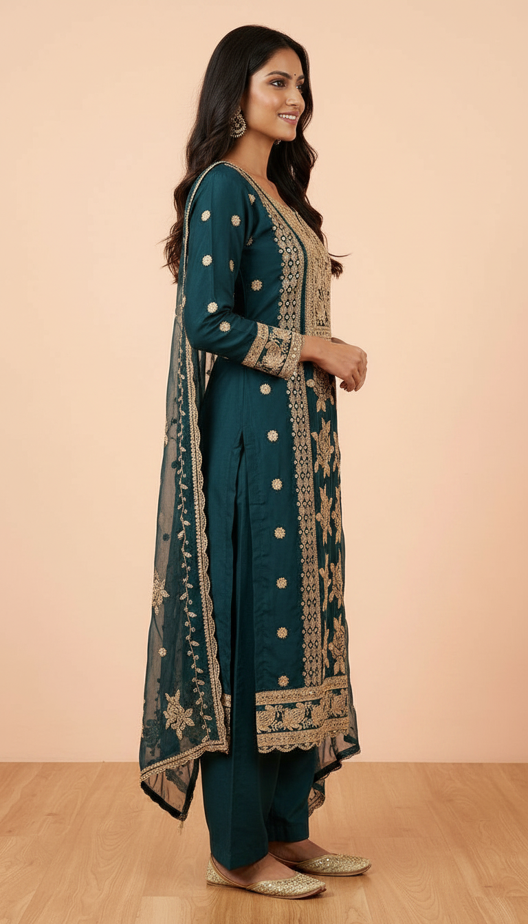 Heavy Embroidered Pure Organza With Embroidered Unstitched Party Wear Suit AF 1610 D / HC002364 view 3