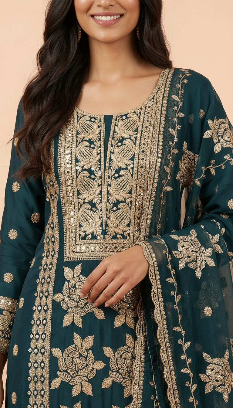 Heavy Embroidered Pure Organza With Embroidered Unstitched Party Wear Suit AF 1610 D / HC002364 view 4