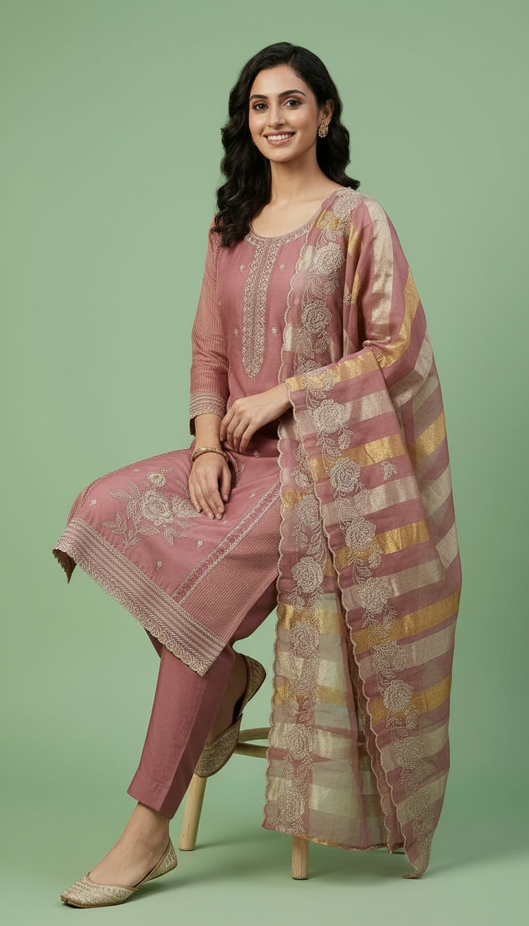 Embroidered Soft Simmer Silk With Embroidery Work Party Wear Unstitched Suit AF1882 C / HC002376 view 4