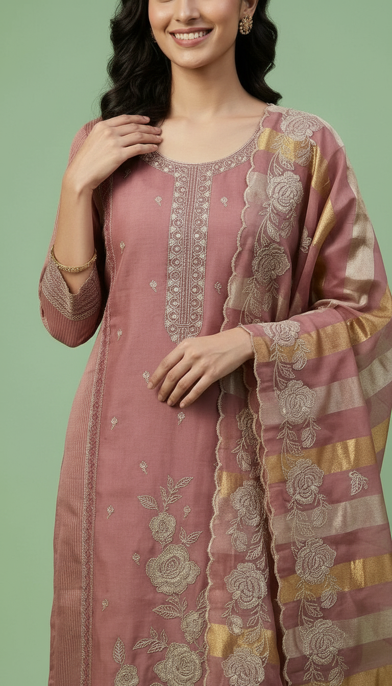 Embroidered Soft Simmer Silk With Embroidery Work Party Wear Unstitched Suit AF1882 C / HC002376 view 3