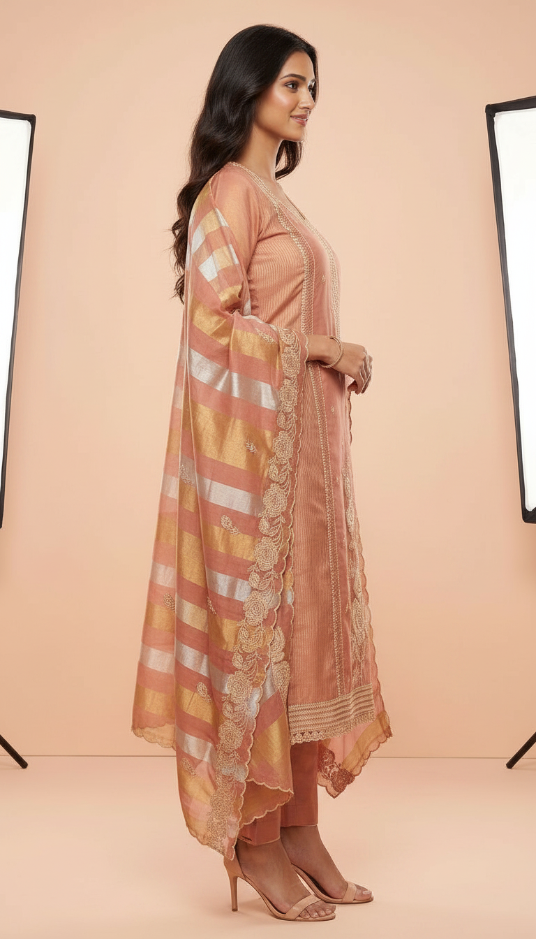 Embroidered Soft Simmer Silk With Embroidered Unstitched Suit - AF 1882 D / HC002376 view 4