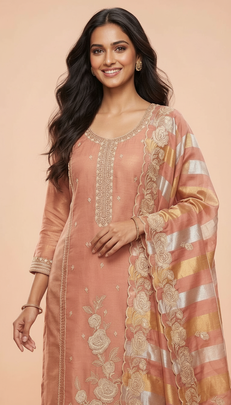 Embroidered Soft Simmer Silk With Embroidered Unstitched Suit - AF 1882 D / HC002376 view 3