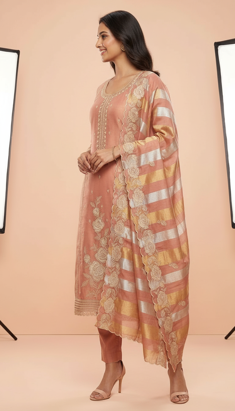 Embroidered Soft Simmer Silk With Embroidered Unstitched Suit - AF 1882 D / HC002376 view 2