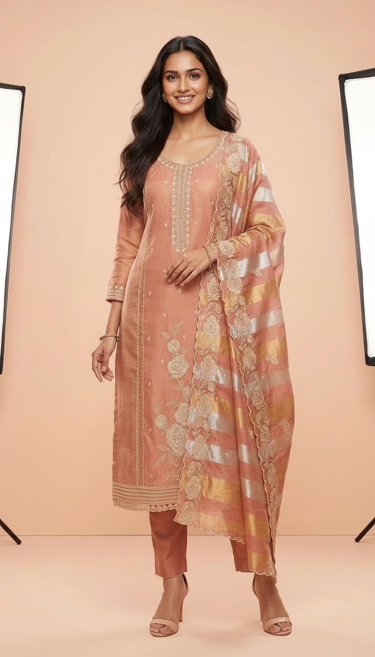 Embroidered Soft Simmer Silk With Embroidered Unstitched Suit - AF 1882 D / HC002376 view 6