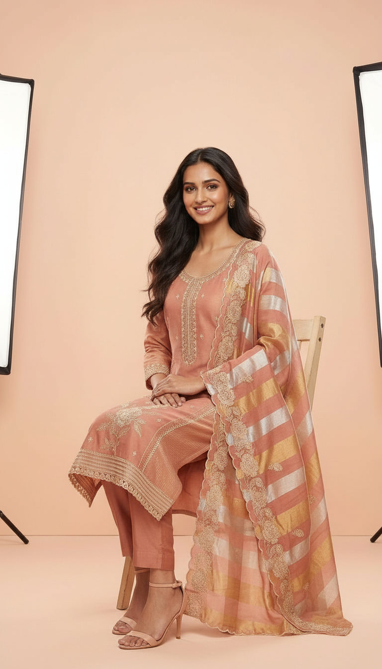 Embroidered Soft Simmer Silk With Embroidered Unstitched Suit - AF 1882 D / HC002376 view 5