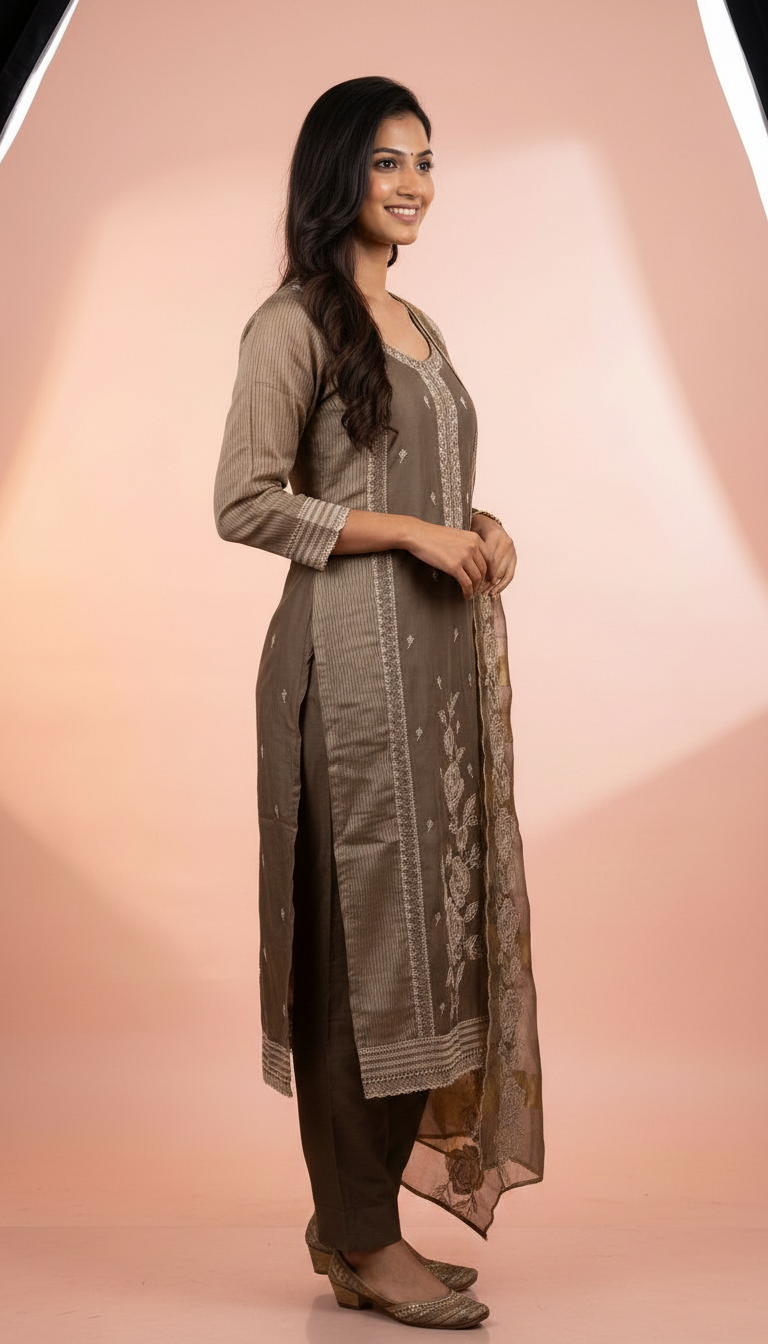 Embroidered Soft Shimmer Silk With Embroidery Work Party Wear Unstitched Suit - AF 1882 A / HC002376 view 3