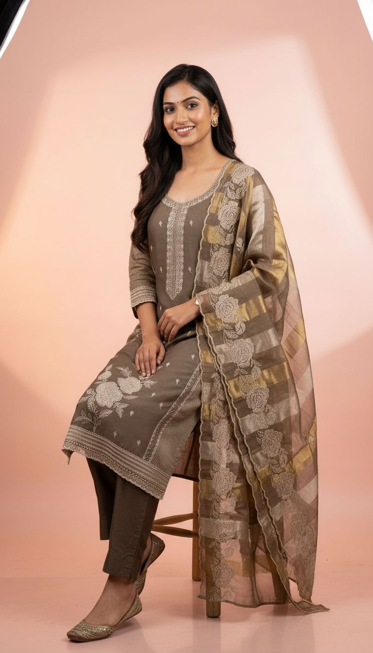 Embroidered Soft Shimmer Silk With Embroidery Work Party Wear Unstitched Suit - AF 1882 A / HC002376 view 5