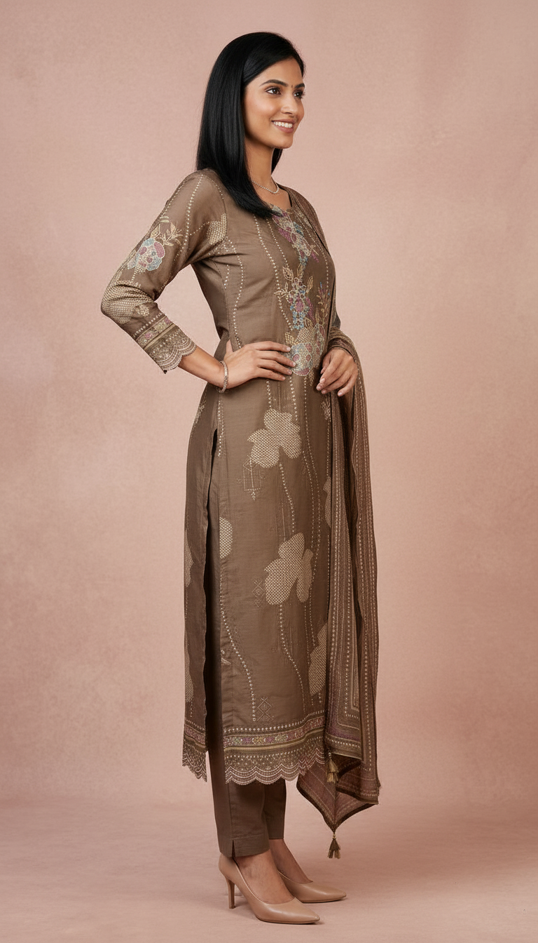 Embroidered Fancy Silk Party Wear Unstitched Suit - 10255 / HC002212 view 3