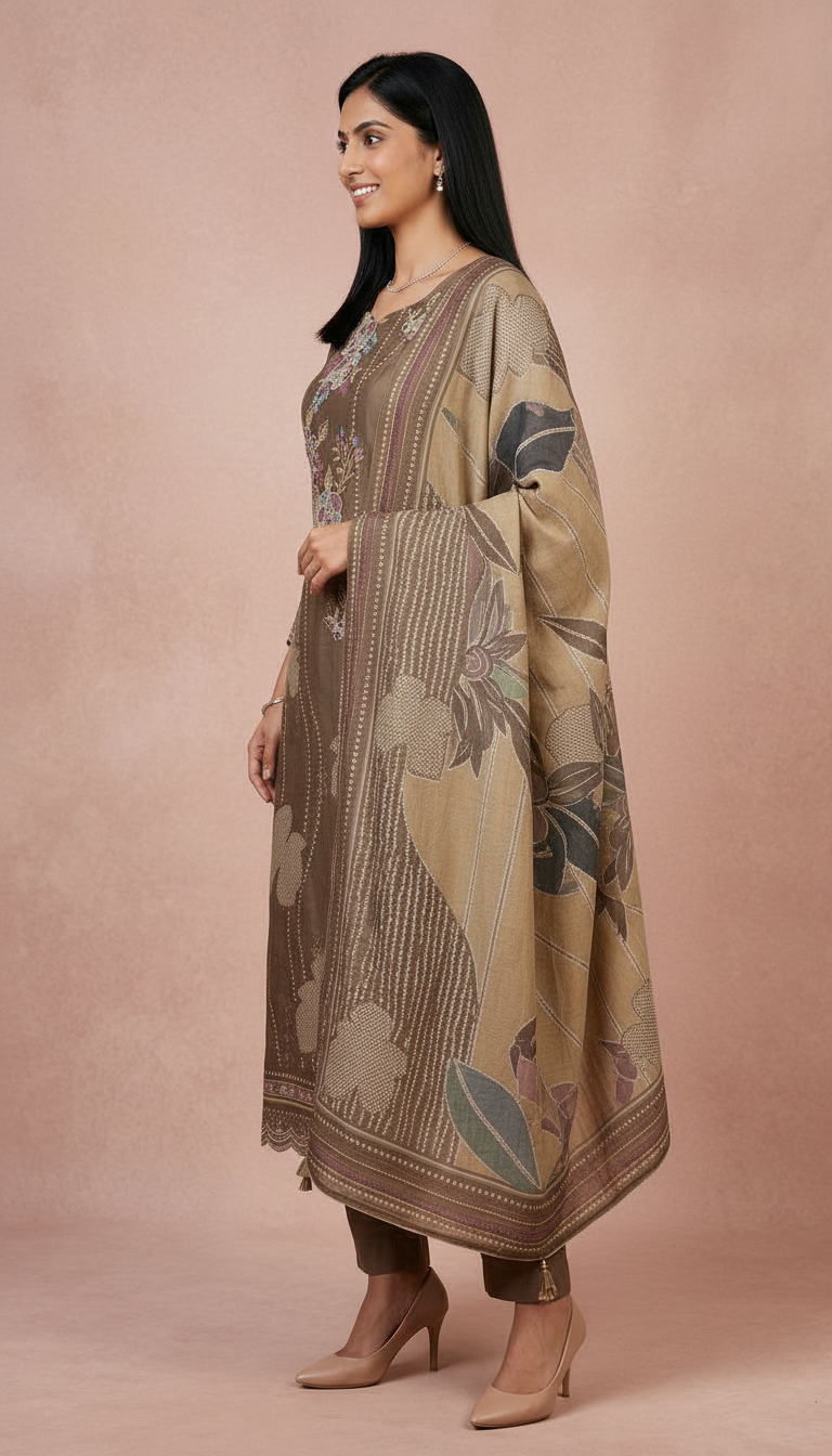 Embroidered Fancy Silk Party Wear Unstitched Suit - 10255 / HC002212 view 2