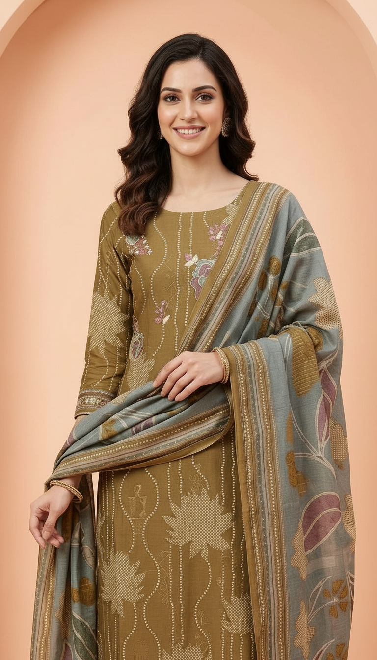 Embroidered Fancy Silk Party Wear Latest Suit - 10251 / HC002212 view 5