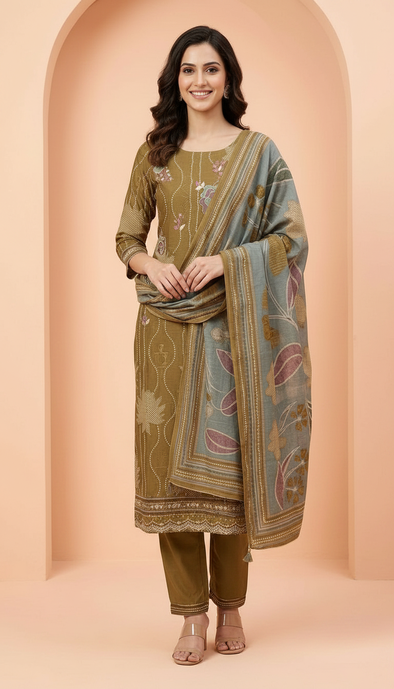 Embroidered Fancy Silk Party Wear Latest Suit - 10251 / HC002212 view 3
