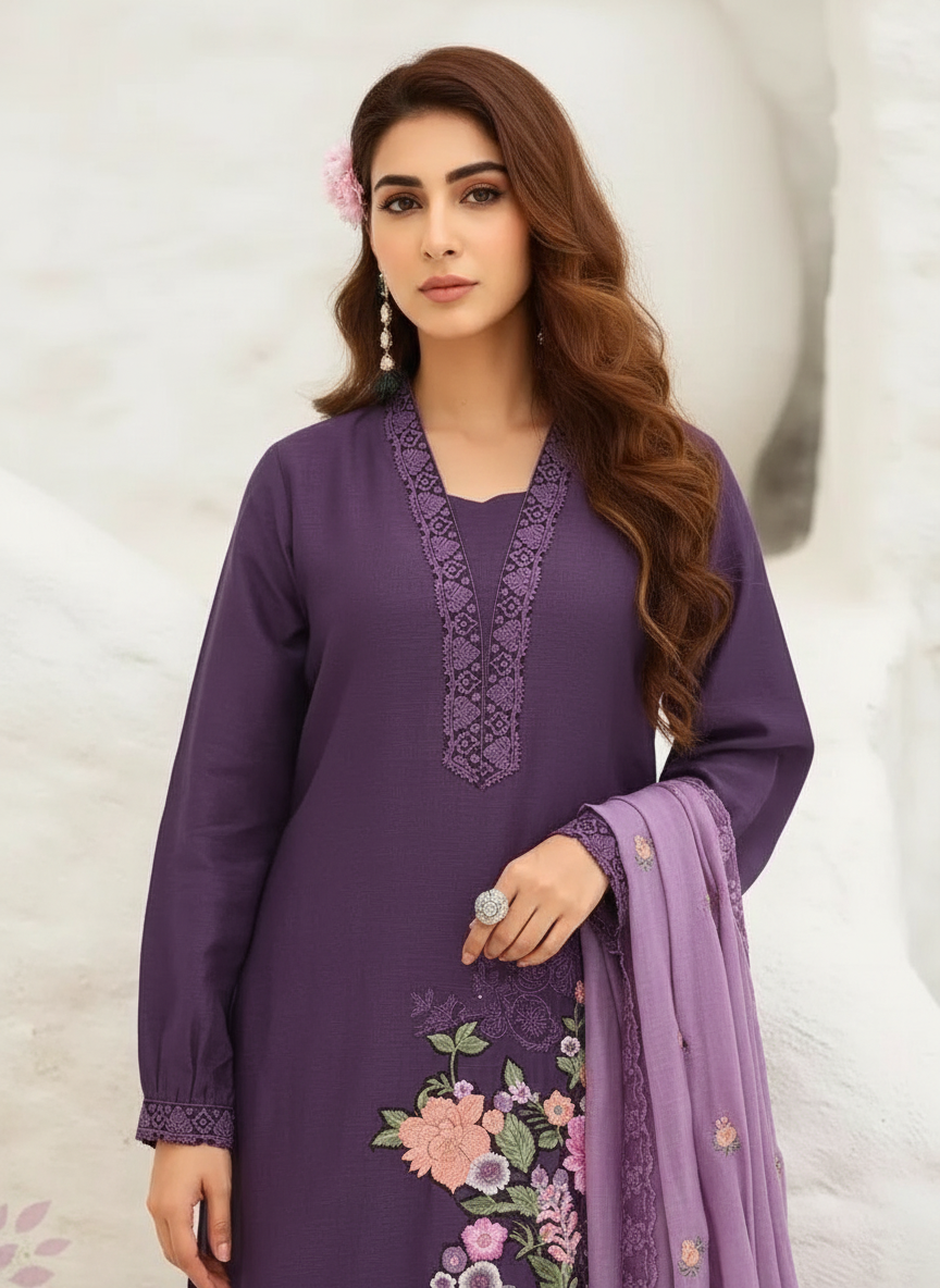Florence Linen Cotton Unstitched Fancy Suit - 1585- A / HC002104 view 5