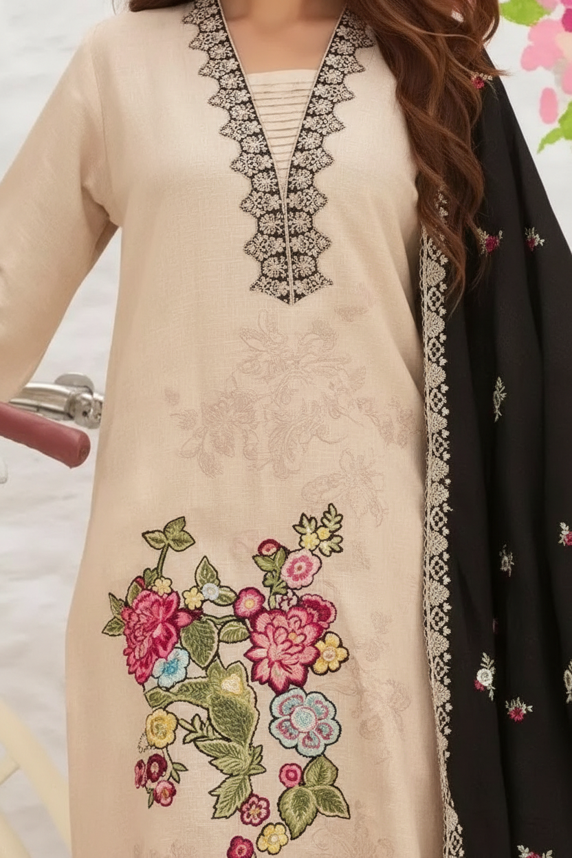 Florence Linen Cotton Unstitched Fancy Suit - 1584 - A / HC002104 view 4