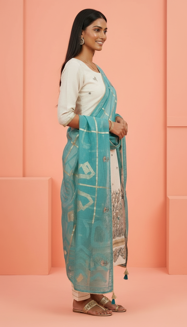 Heavy Embroidered Tissue Jauquerd Unstitched Suit - 10482 / HC002213 view 2