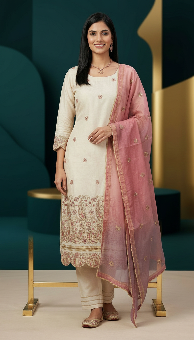 Heavy Embroidered Tissue Jauquerd  Unstitched Suit - 10485 view 2