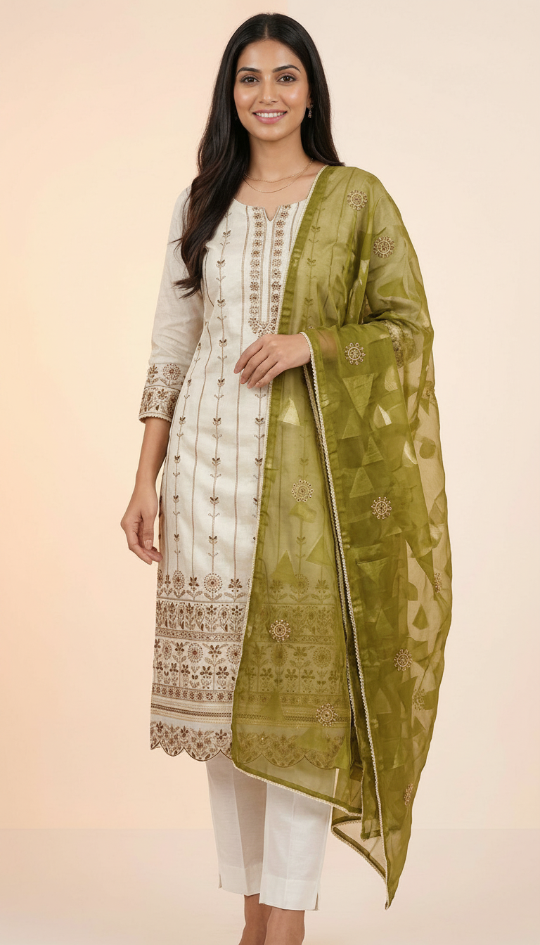 Heavy Embroidered Tissue Jauquerd Unstitched Suit - 10486 / HC002213 view 3