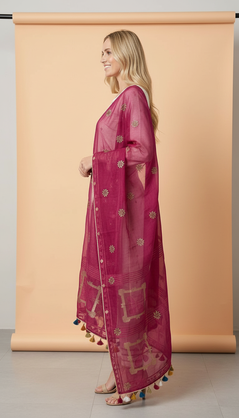 Heavy Embroidered Tissue Jauquerd Unstitched Suit  -10483/ HC002213 view 2