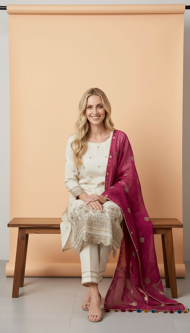 Heavy Embroidered Tissue Jauquerd Unstitched Suit  -10483/ HC002213 view 5
