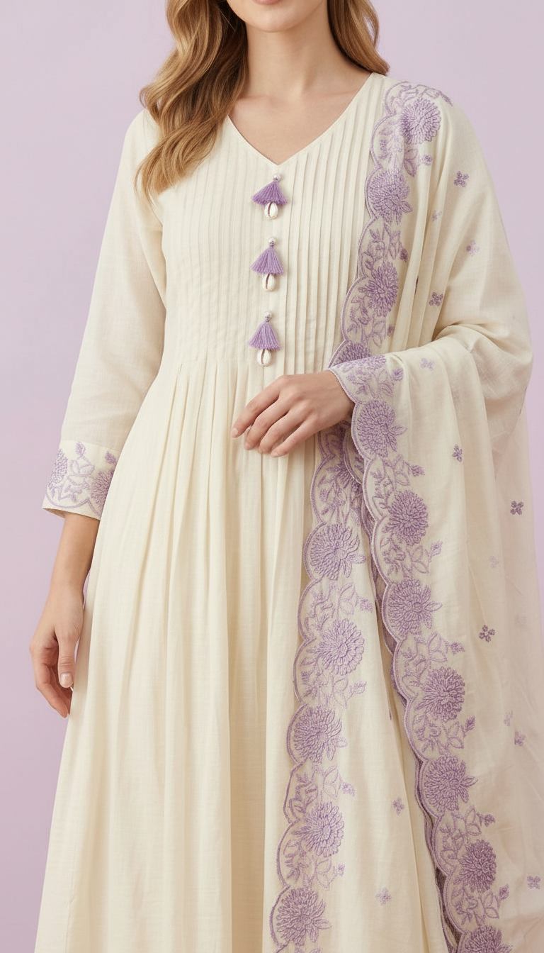 uerd Straight Women Kurta Trouser With Dupatta Suit Set - 3183 - L / HC002503 view 4