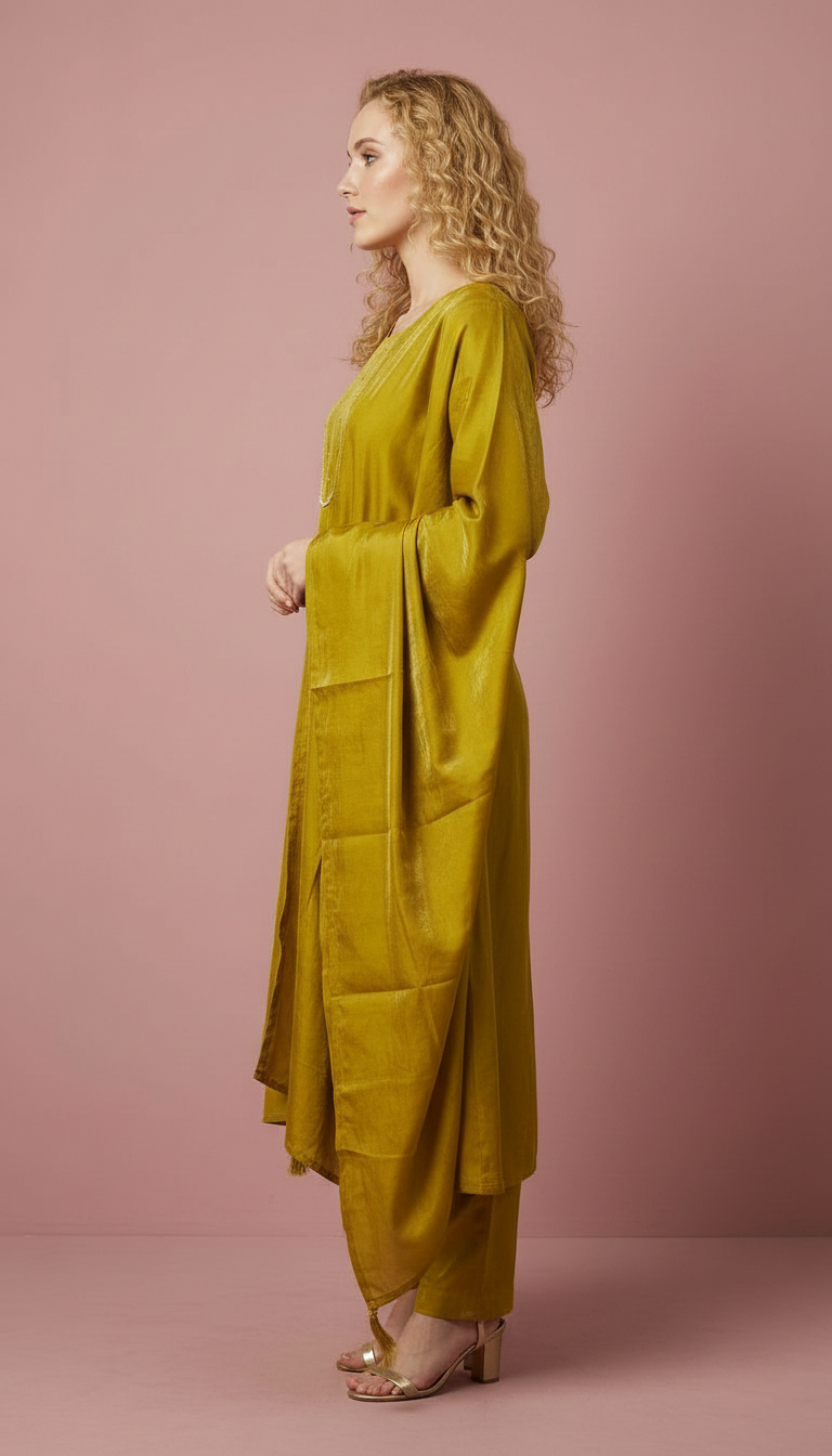 Embroidered Glass Shimmer Silk Stitched Suit - Dhaani L 2914 A / HC002423 view 2