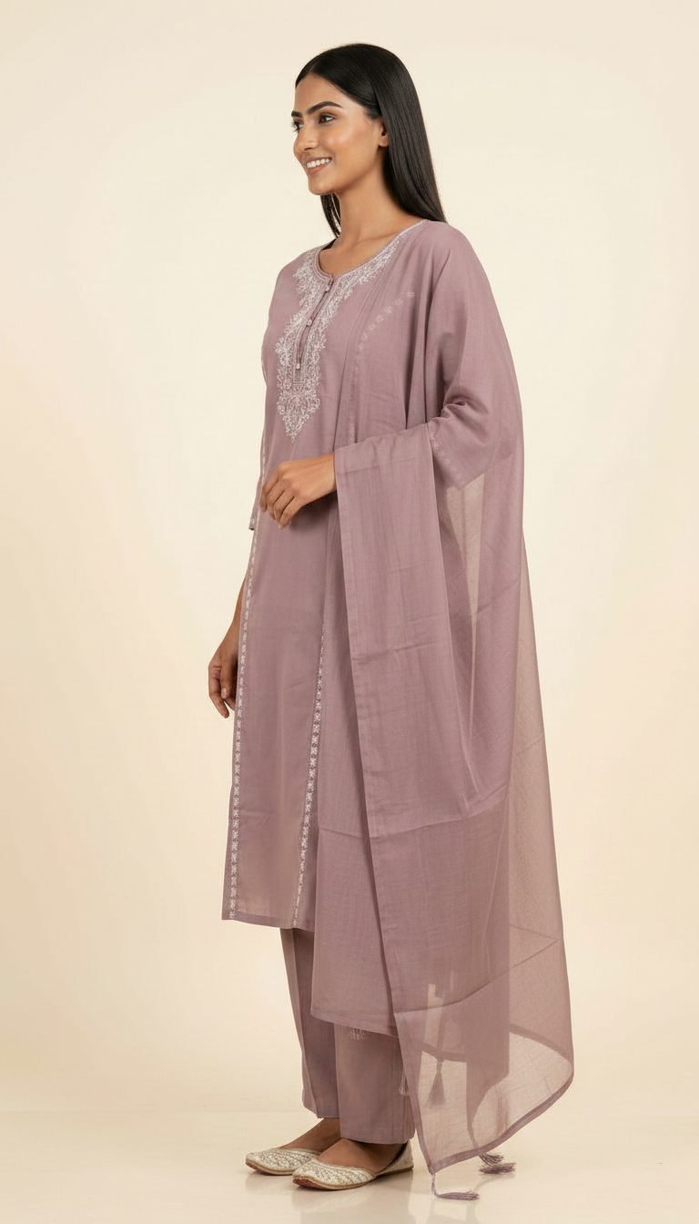 Embroidered Pure Comfortable Cotton Stitched Suit Set - Piyazi 2898 L / HC002387 view 2